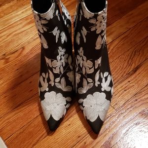 Embroidered booties, never worn